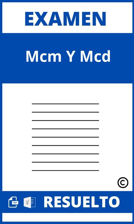 Examen De Mcm Y Mcd